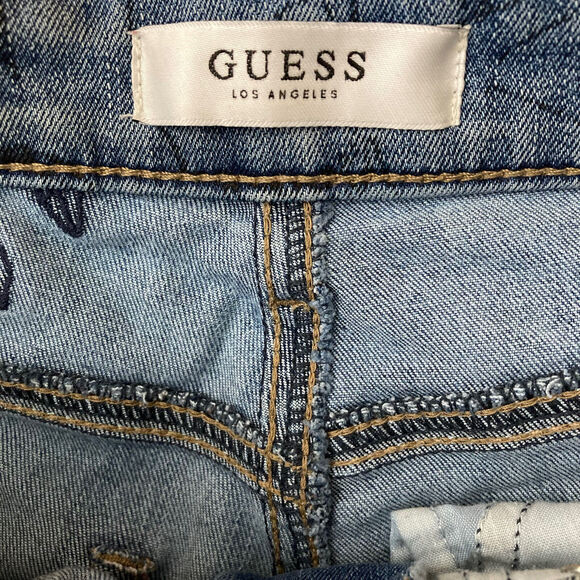 Guess Los Angeles Shorts Womens 26 Cutoff Denim Rose Embroidered - Picture 3 of 7